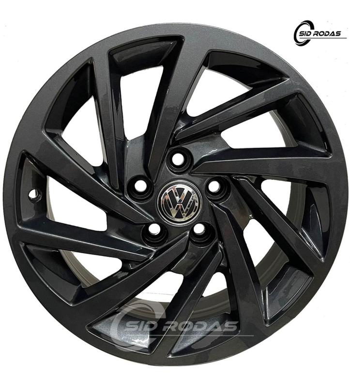 Kit 4 Rodas Aro 15x6 Novo Polo TSI 5x100 Grafite Brilho ZK-800